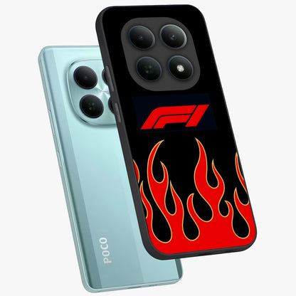 Fire F11 Glass Case displayed in angled mockup highlighting bold fire inspired graphic with energetic aesthetic style.