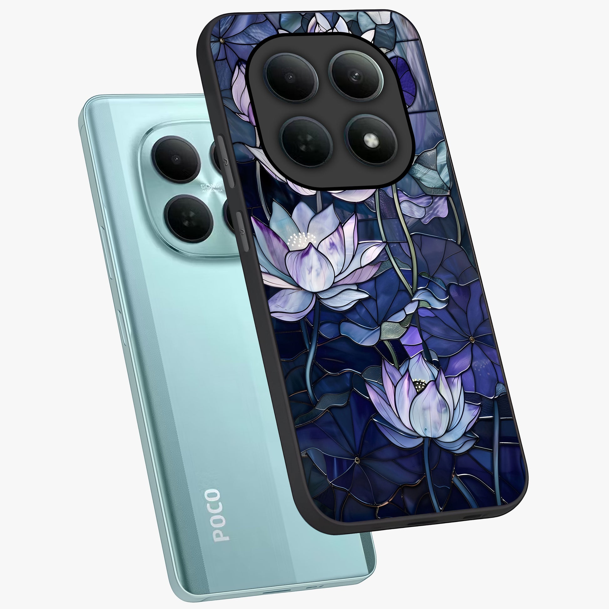 Gloss Petal Rush Glass Case displayed in angled mockup highlighting vibrant petal design with elegant floral aesthetic.