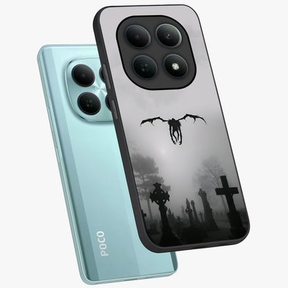 Graveyard Shadow Descent Glass Case displayed in angled mockup highlighting eerie shadow illustration with gothic aesthetic.