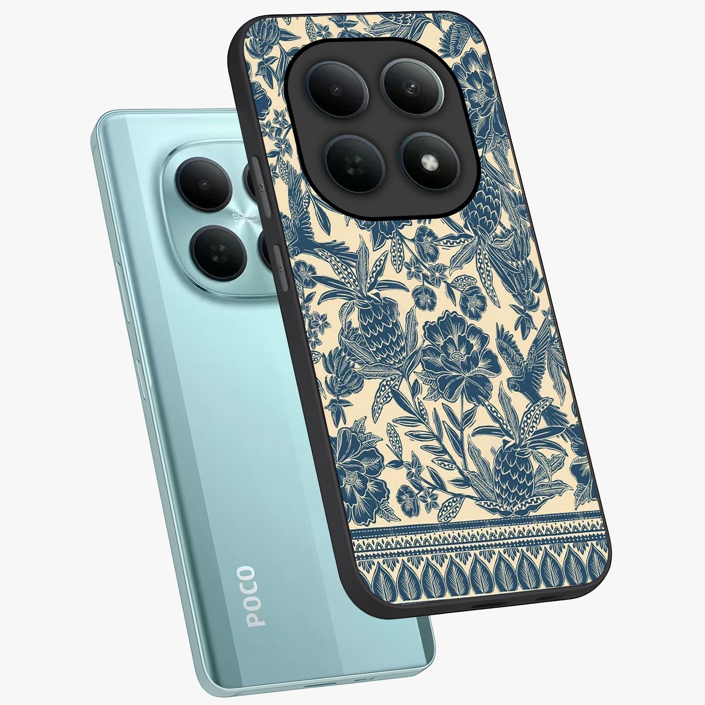 Heirloom Wild Bloom Glass Case displayed in angled mockup highlighting botanical bloom design with classic aesthetic style.