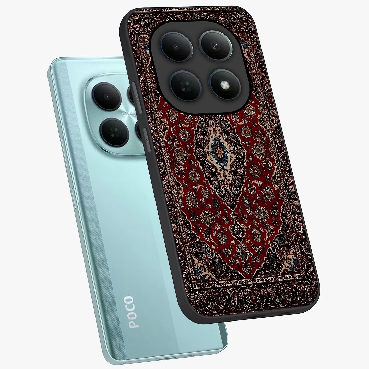 Heritage Carpet Royale Glass Case displayed in angled mockup highlighting intricate royal carpet design with heritage aesthetic.