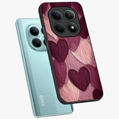 Layered Paper Hearts Glass Case displayed in angled mockup highlighting creative paper craft heart design with romantic aesthetic.