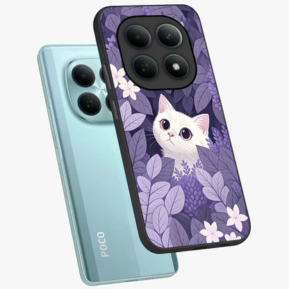 Lilac Hide Peek Cat Glass Case displayed in angled mockup highlighting playful feline illustration with lilac aesthetic design.
