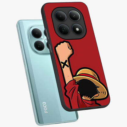 Luffy X Spirit Glass Case displayed in angled mockup highlighting powerful anime design with energetic action aesthetic.