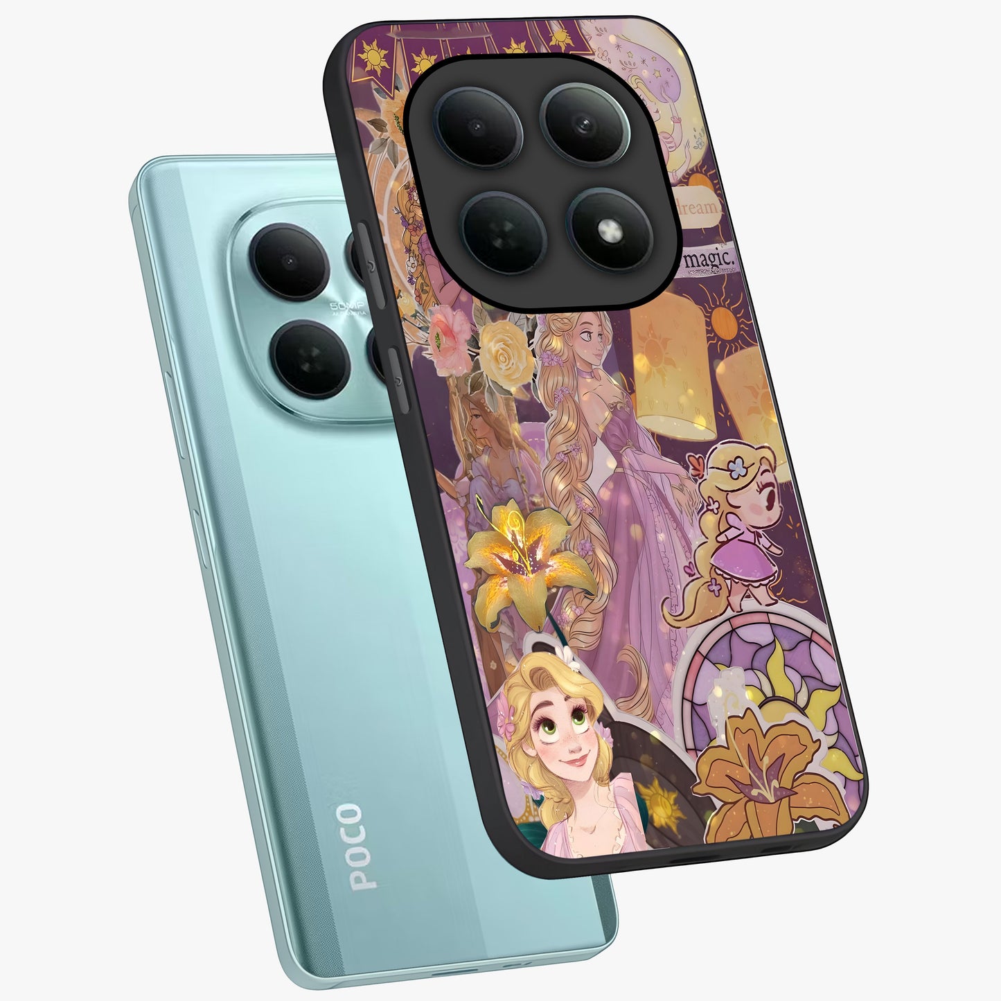 Magical Tangled Dream Glass Case displayed in angled mockup highlighting whimsical fantasy design with magical aesthetic.