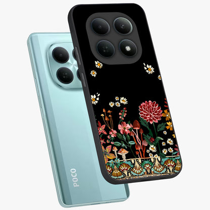 Midnight Bloom Pattern Glass Case displayed in angled mockup highlighting elegant flower design with midnight aesthetic style.