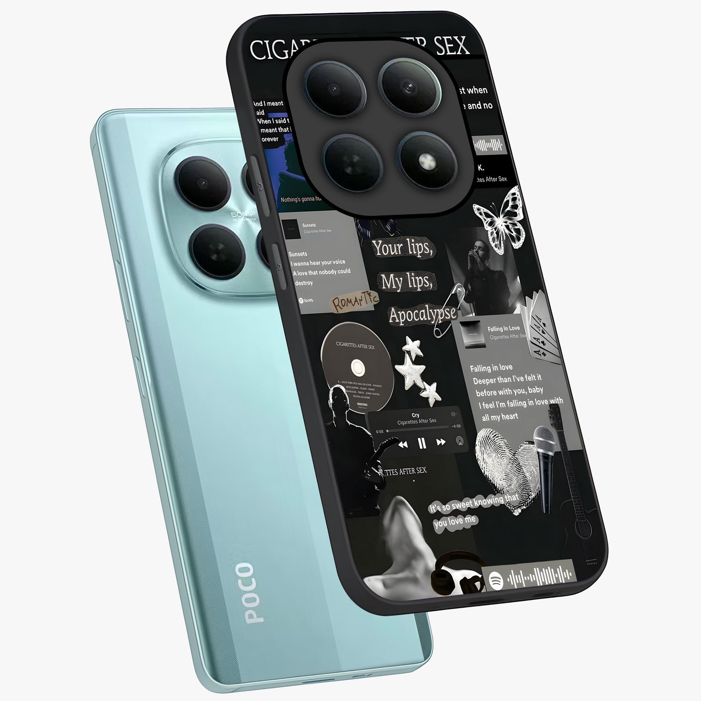 Midnight Love Echo Glass Case displayed in angled mockup highlighting elegant love inspired design with deep aesthetic style.