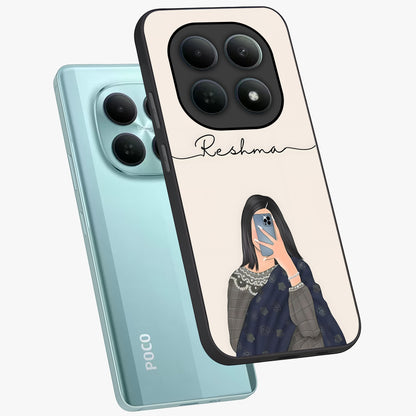 Mirror Mood Muse With Custom Name Glass Case displayed in angled mockup highlighting aesthetic mirror inspired design with custom name feature.