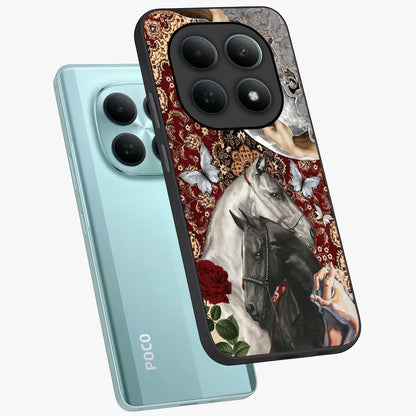 Moonlit Royal Stallion Glass Case displayed in angled mockup highlighting powerful stallion illustration with royal night aesthetic.