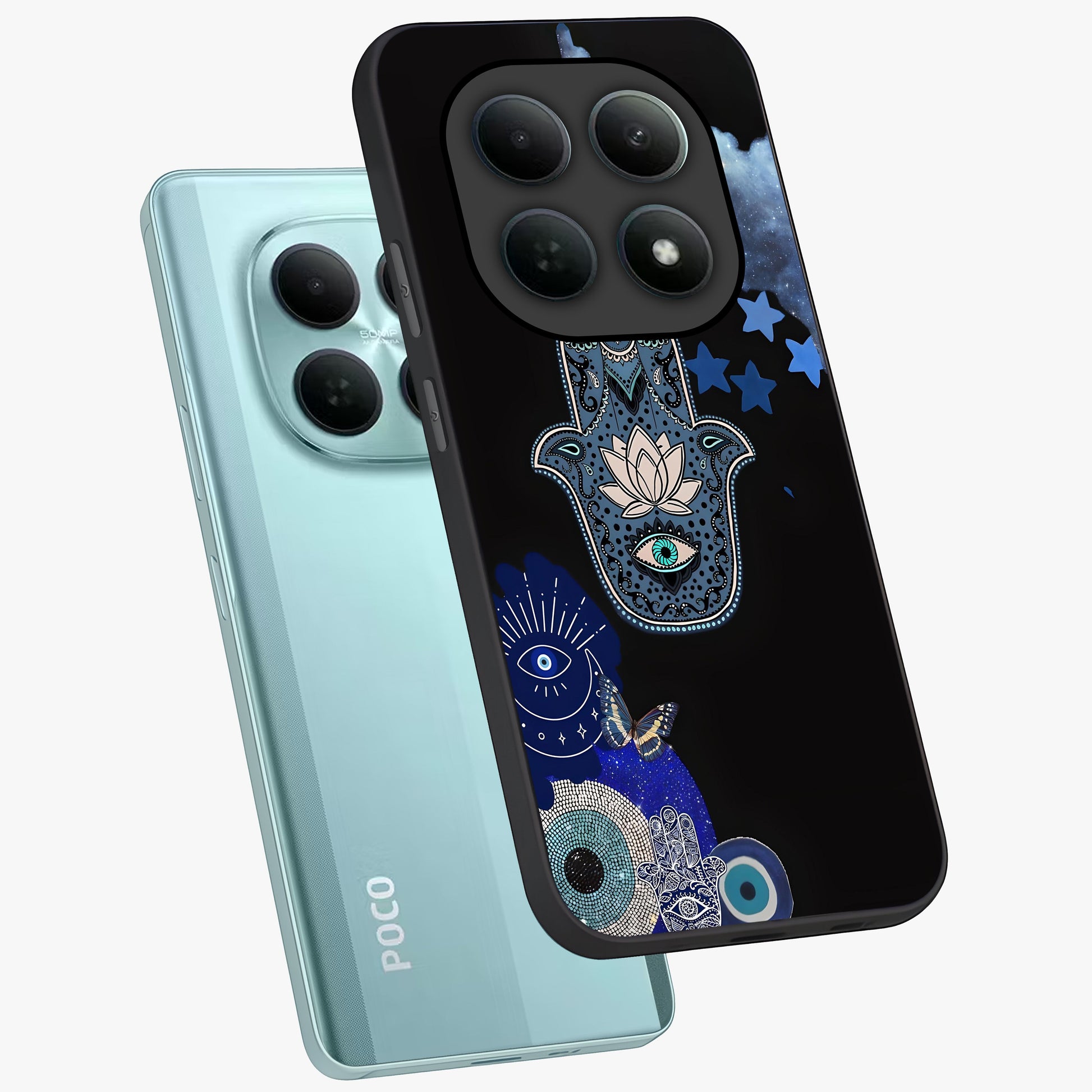 Mystic Hand Aura Glass Case displayed in angled mockup highlighting magical aura design with spiritual aesthetic style.
