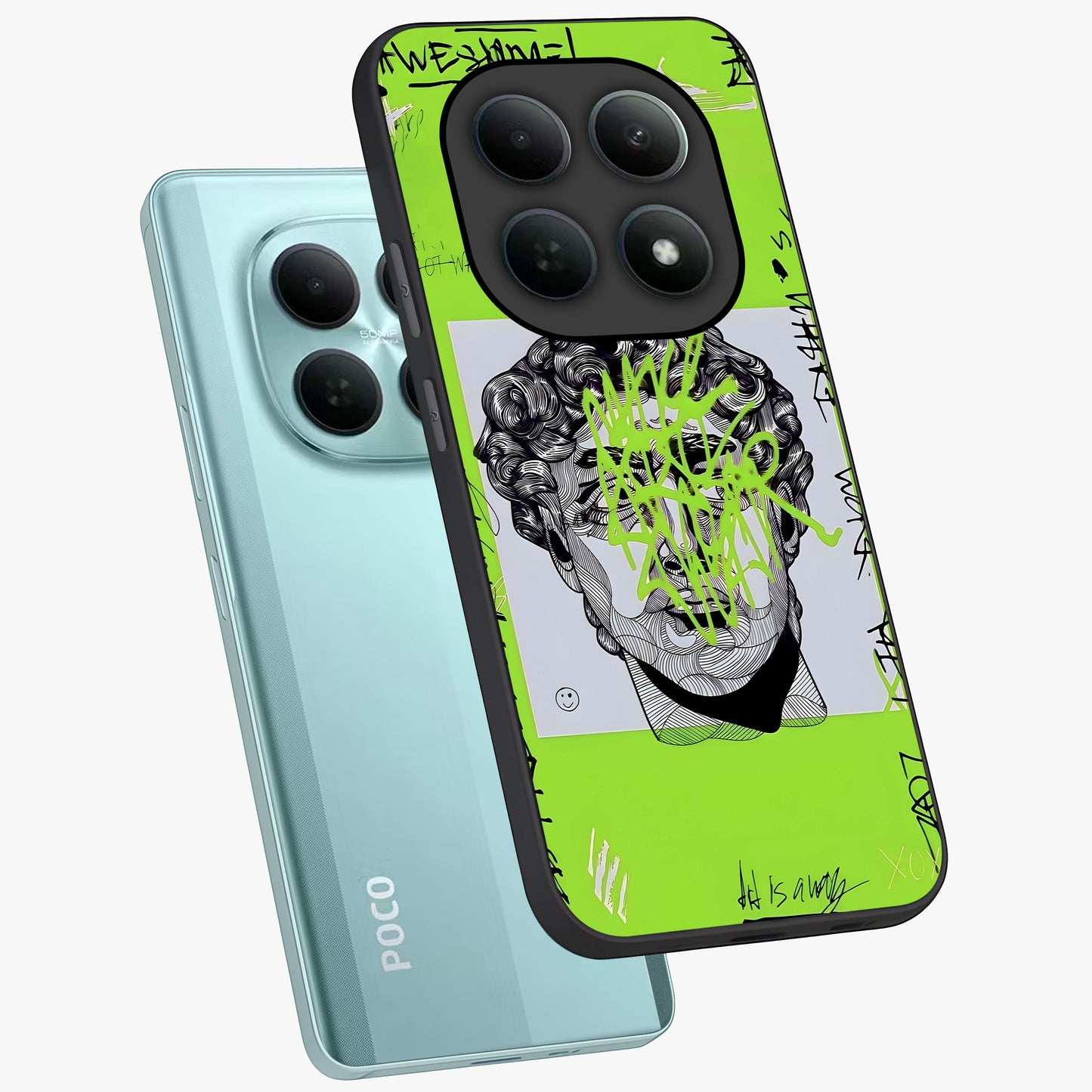 Neo Graffiti Rebellion Glass Case displayed in angled mockup highlighting urban street art design with rebellious aesthetic.