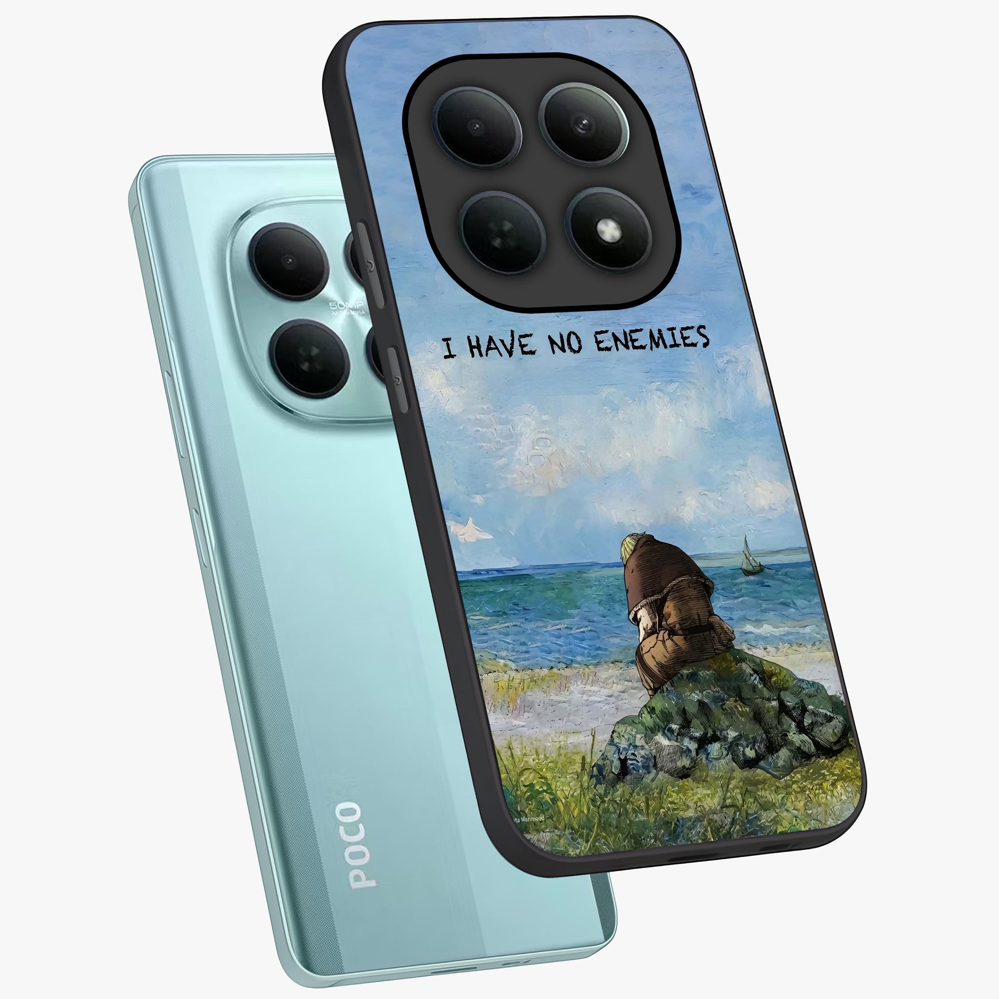Peace Beyond War Glass Case displayed in angled mockup highlighting meaningful message design with artistic aesthetic style.
