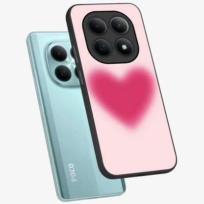 Pink Aura Heart Glass Case displayed in angled mockup highlighting vibrant pink heart design with dreamy aura aesthetic.