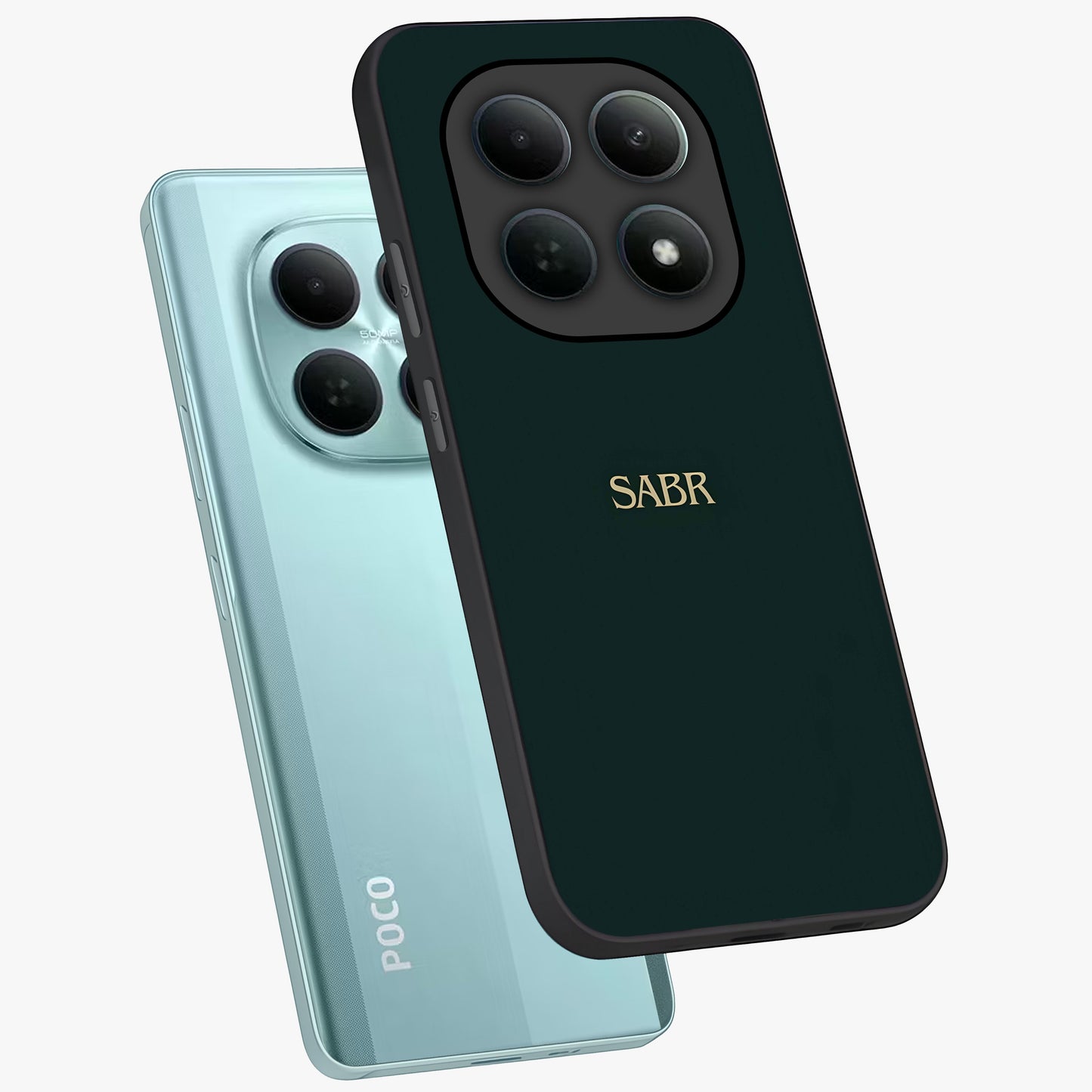 Sabr Minimal Patience Glass Case displayed in angled mockup highlighting simple inspirational design with clean aesthetic style.