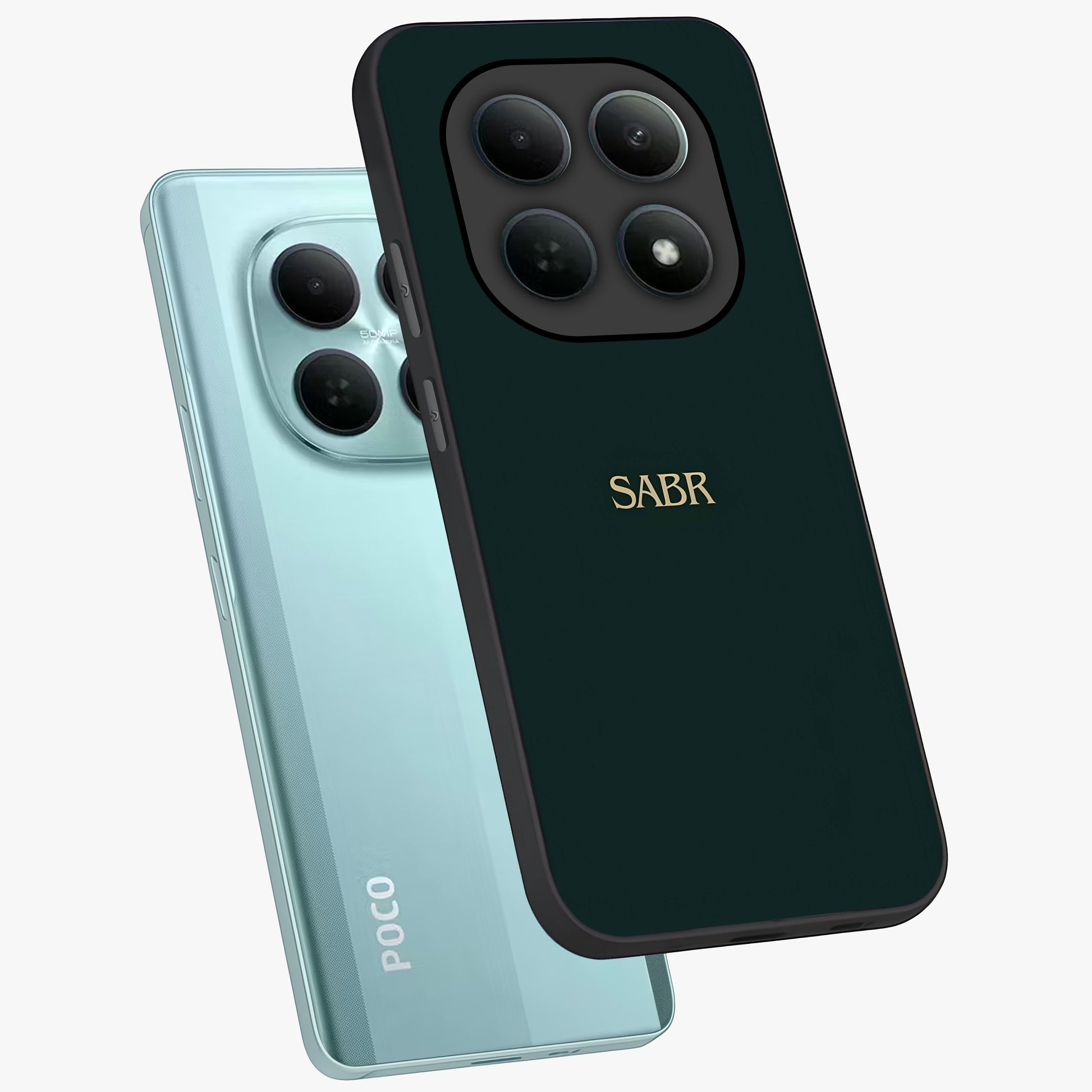Sabr Minimal Patience Glass Case displayed in angled mockup highlighting simple inspirational design with clean aesthetic style.