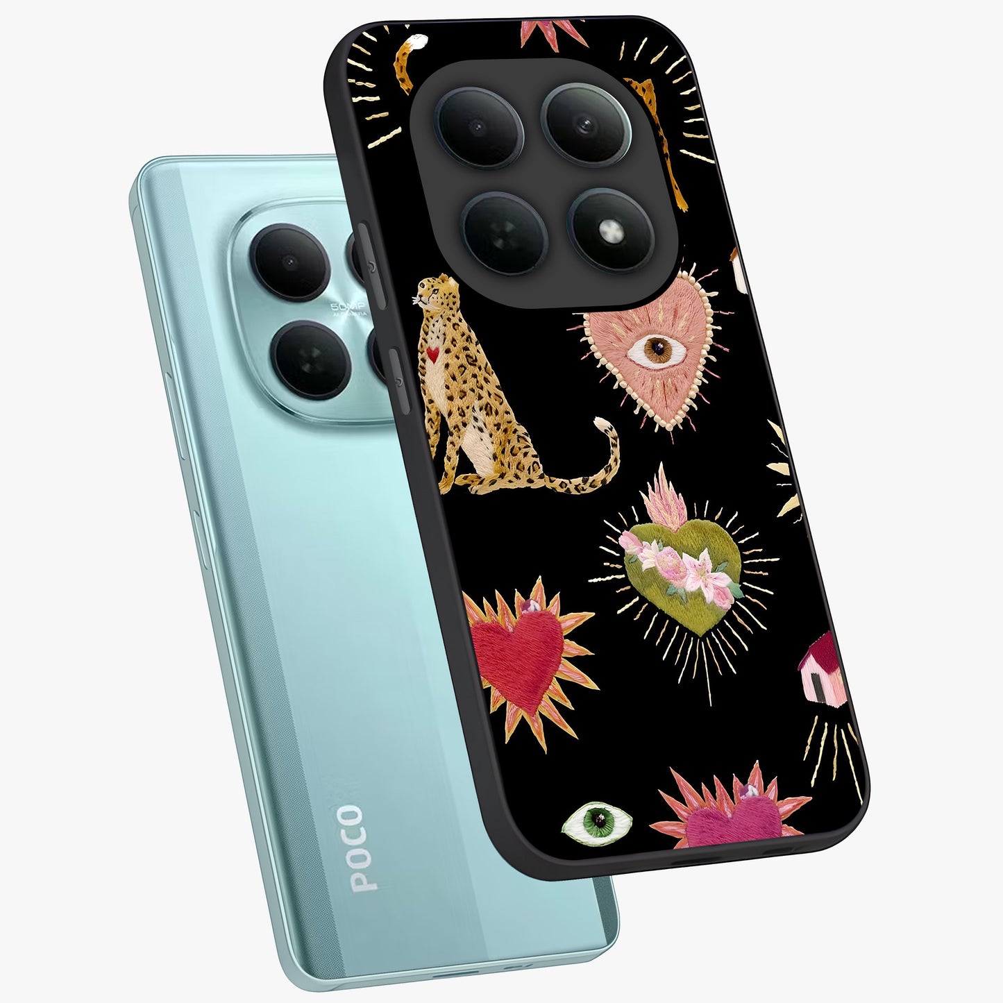Sacred Jungle Heart Glass Case displayed in angled mockup highlighting lush tropical design with natural aesthetic style.