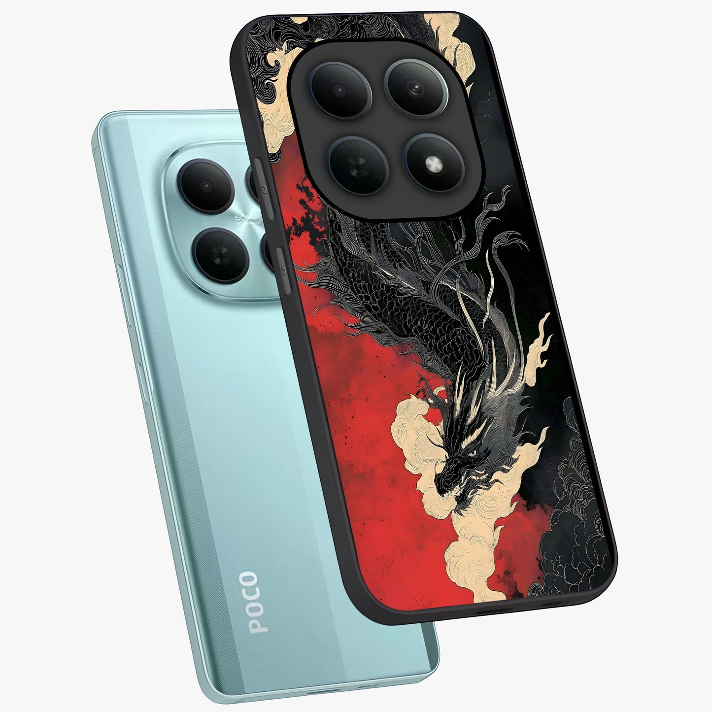 Shadow Dragon Fury Glass Case displayed in angled mockup highlighting powerful dragon illustration with dark fantasy aesthetic.