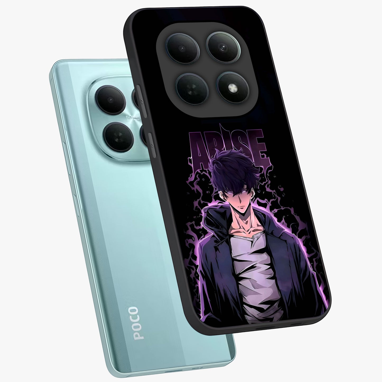 Shadow Monarch Awakening Glass Case displayed in angled mockup highlighting dramatic shadow warrior design with fantasy aesthetic.