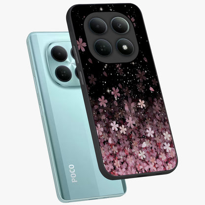 Small Starry Flowers Glass Case displayed in angled mockup highlighting tiny flower pattern with celestial aesthetic style.