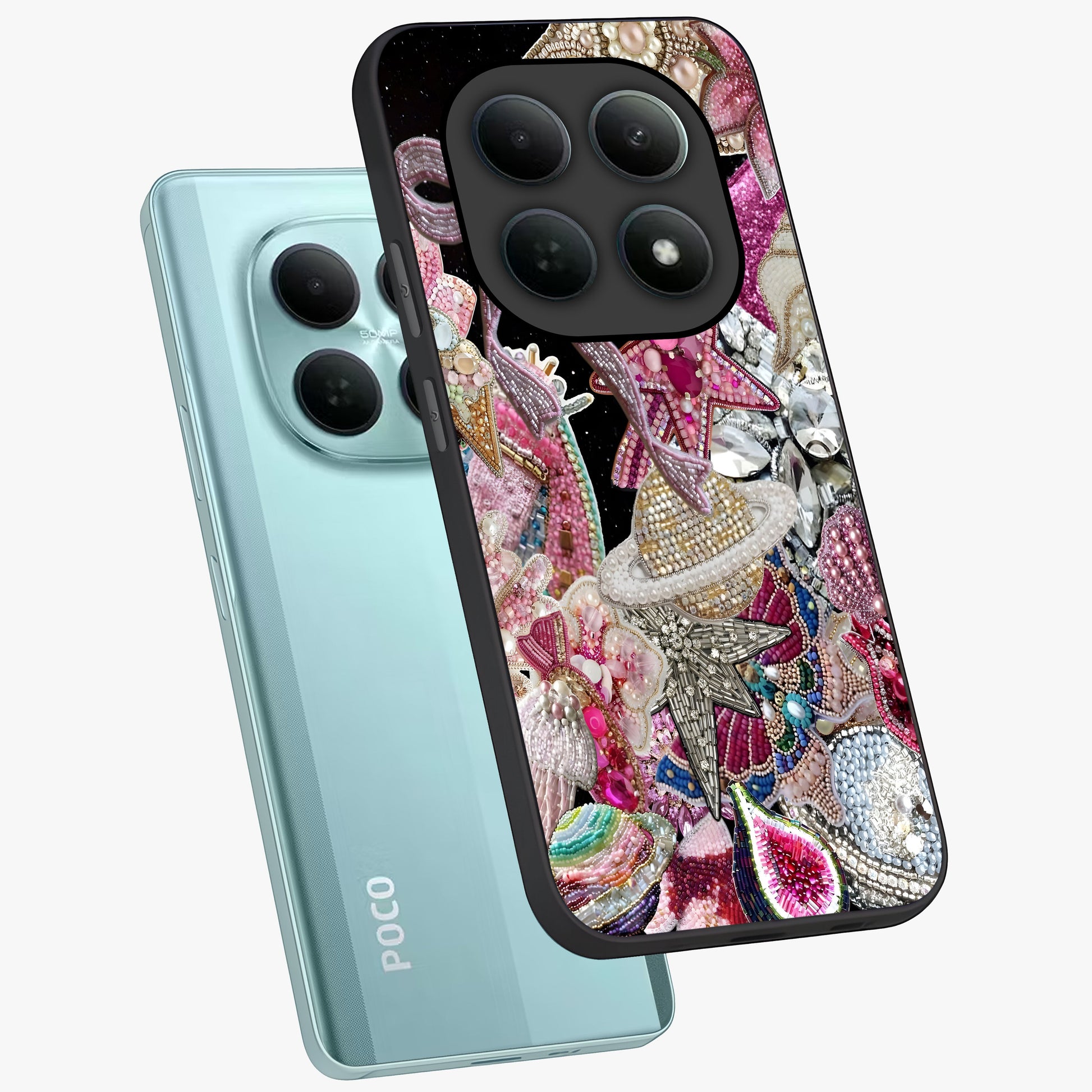 Starlit Jewel Dream Glass Case displayed in angled mockup highlighting glowing celestial jewel design with dreamy aesthetic.