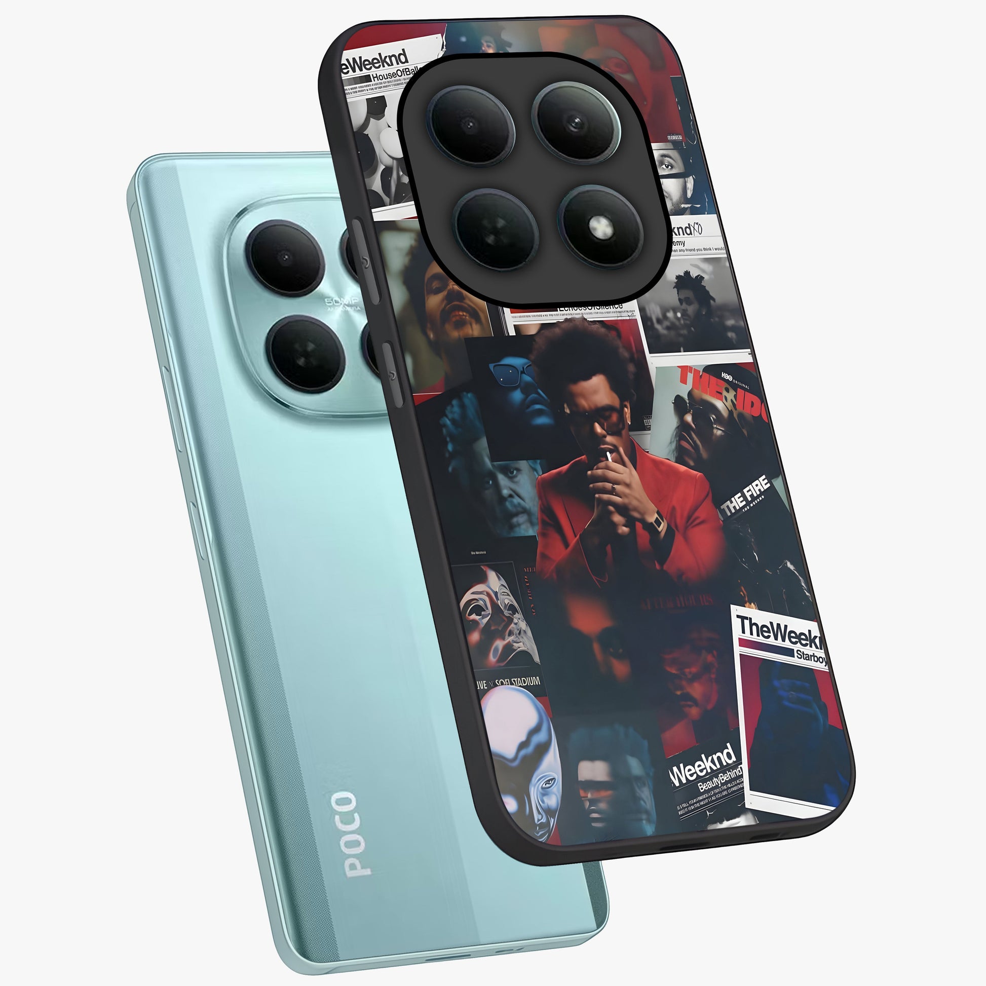 The Weeknd Glass Case displayed in angled mockup highlighting stylish pop culture inspired design with modern aesthetic.