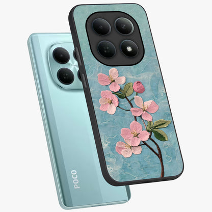 Threaded Blossom Breeze Glass Case displayed in angled mockup highlighting elegant floral design with soft aesthetic style.