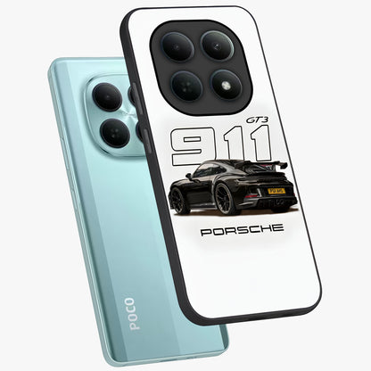 Turbo Legacy Icon Glass Case displayed in angled mockup highlighting dynamic automotive design with performance aesthetic.