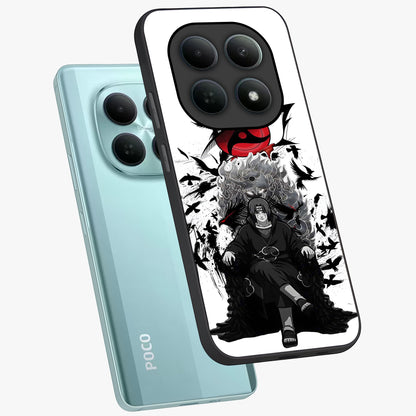 Uchiha Shadow Throne Glass Case displayed in angled mockup highlighting glowing aquatic design with celestial aesthetic.