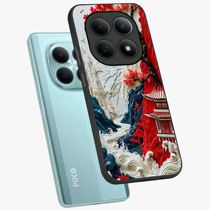 Whispers Of Sakura Waves Glass Case displayed in angled mockup highlighting flowing sakura design with soft floral aesthetic.