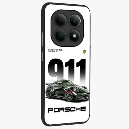911 Turbo Dominance Glass Case upright perspective showcasing powerful racing design and modern automotive aesthetic.