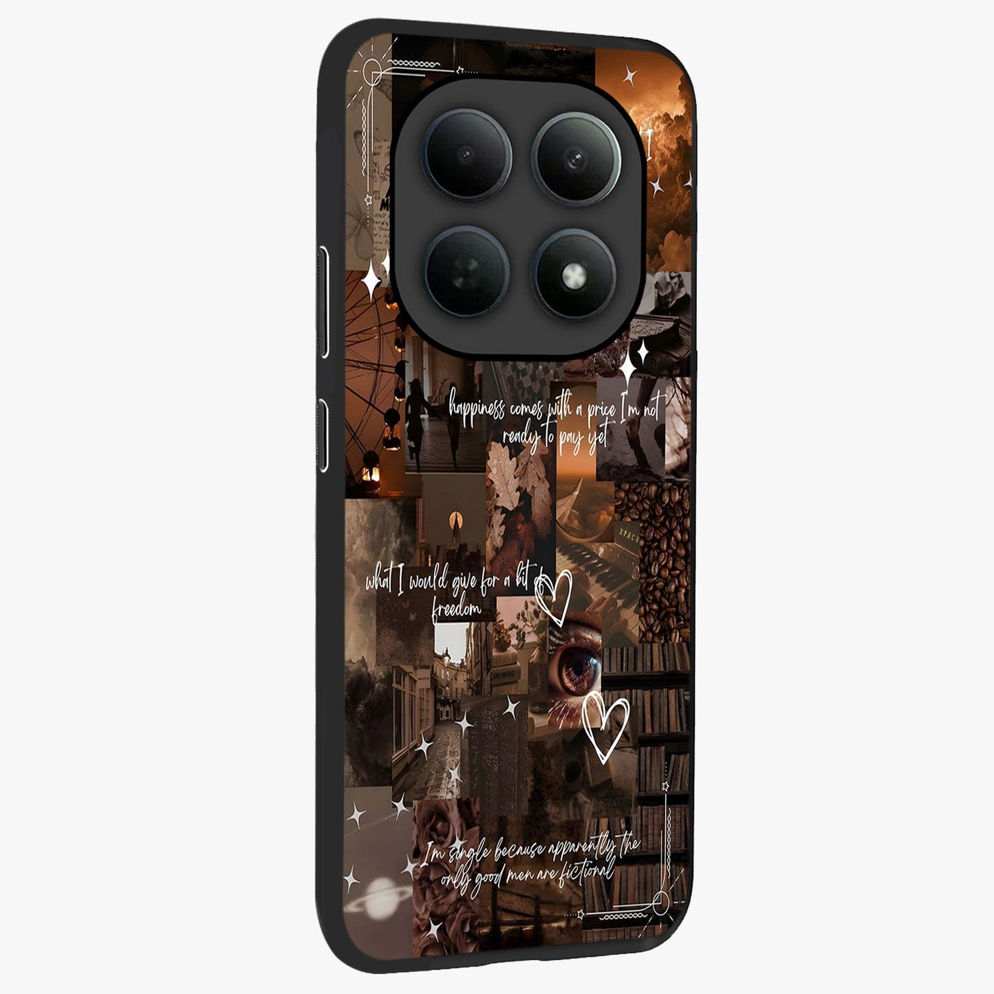 Bittersweet Aesthetic Chaos Glass Case upright view showcasing bold artistic chaos design with modern aesthetic style.