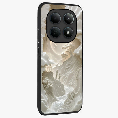Celestial Origami Glass Case upright view showcasing creative origami artwork with modern celestial style.
