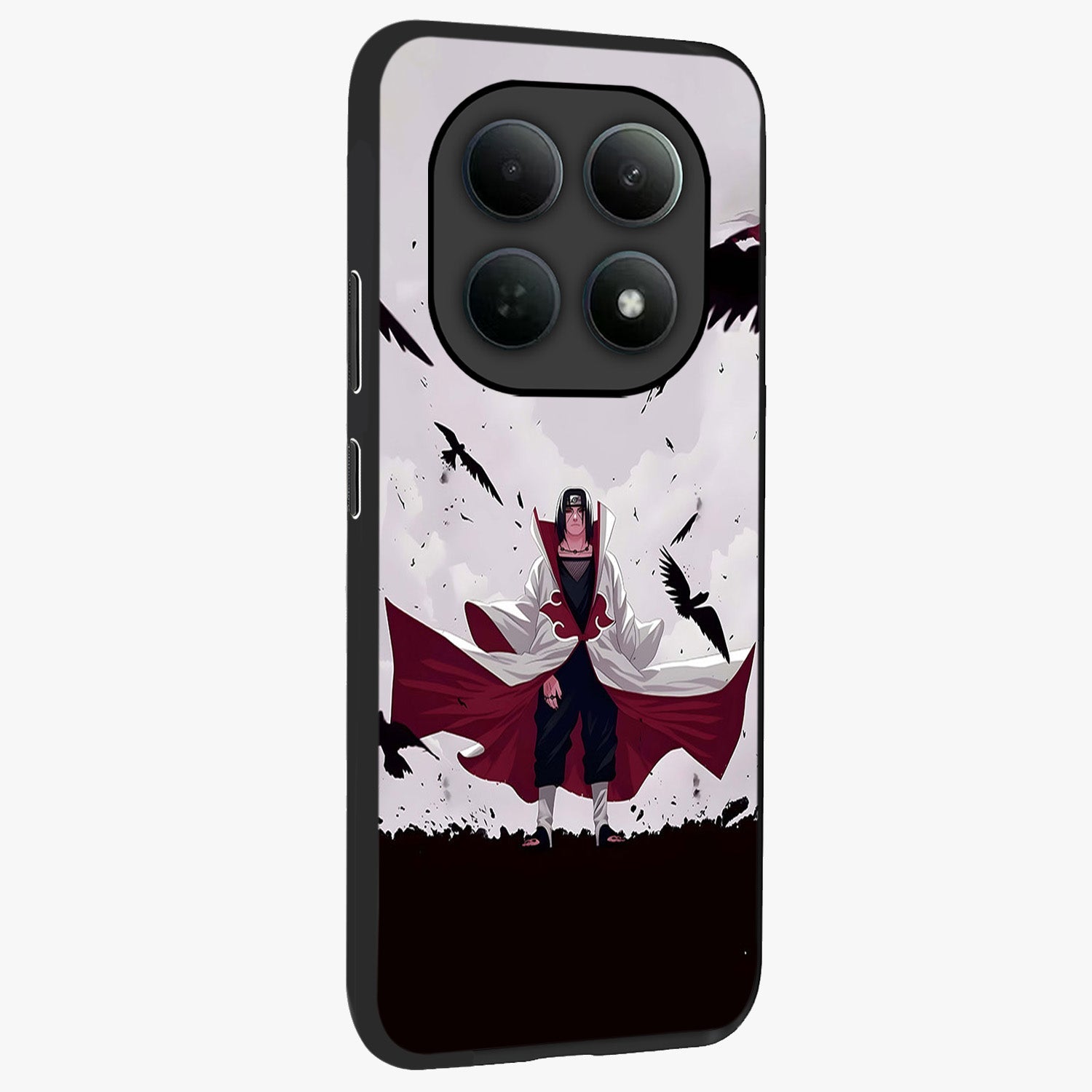 Crimson Crow Ascension Glass Case upright view showcasing dramatic crow artwork with bold gothic theme.