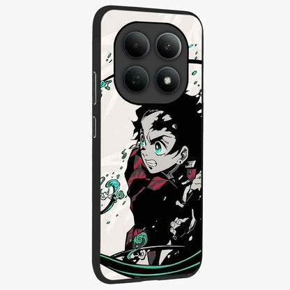 Demon Slayer Glass Case upright view showcasing powerful anime artwork with intense warrior theme.