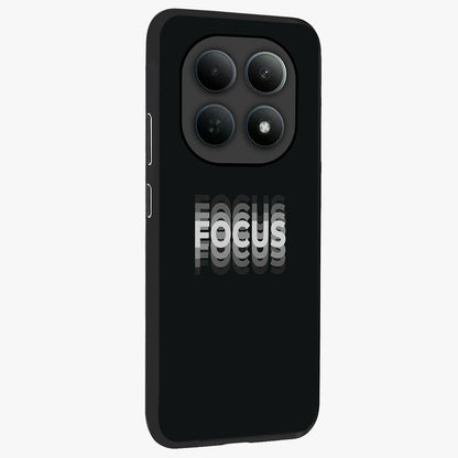 Focus Mode On Glass Case upright view showcasing strong typography statement with sleek motivational theme.
