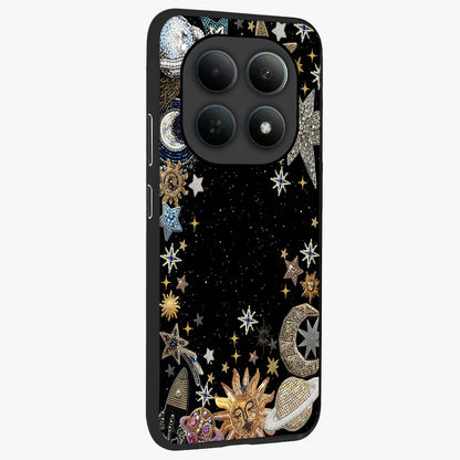 Galactic Jewel Stars Glass Case upright view showcasing glittering star jewel artwork with vibrant galaxy theme.