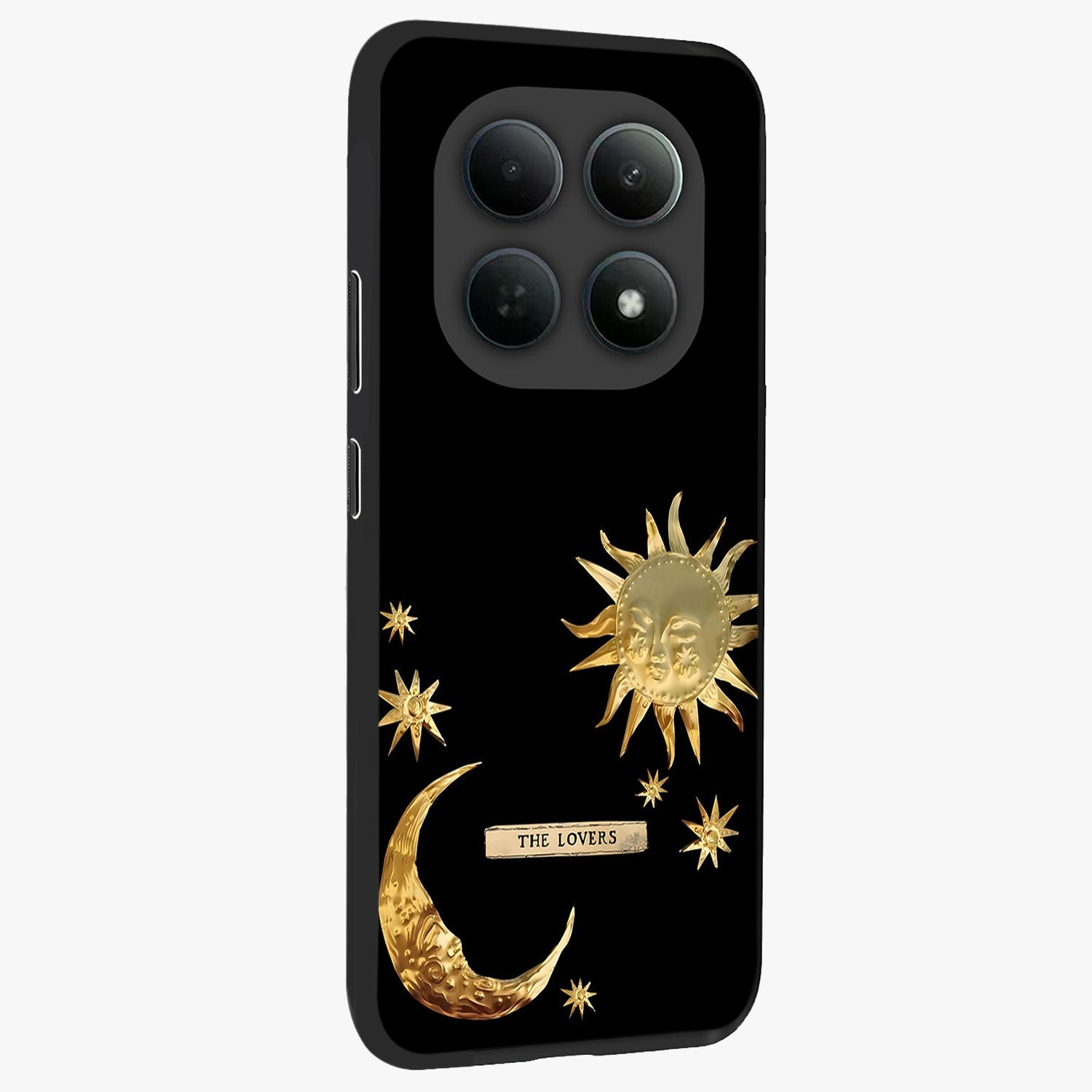 Gold Sun Blush Glass Case upright view showcasing glowing sun artwork with elegant celestial theme.