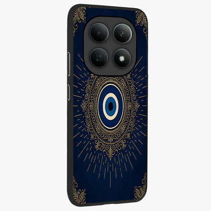 Golden Celestial Charm Glass Case upright view showcasing radiant celestial artwork with elegant golden theme.