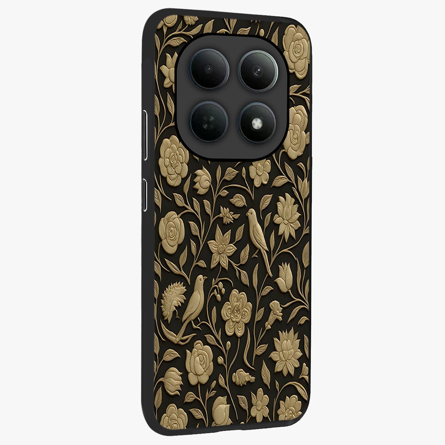 Golden Evil Eye Mandala Glass Case upright view showcasing decorative evil eye mandala artwork with spiritual aesthetic style.