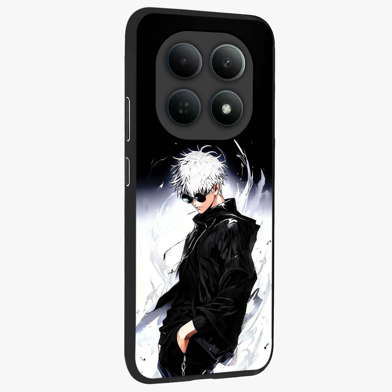 Limitless Shadow King Glass Case upright view showcasing bold shadow warrior artwork with epic fantasy theme.