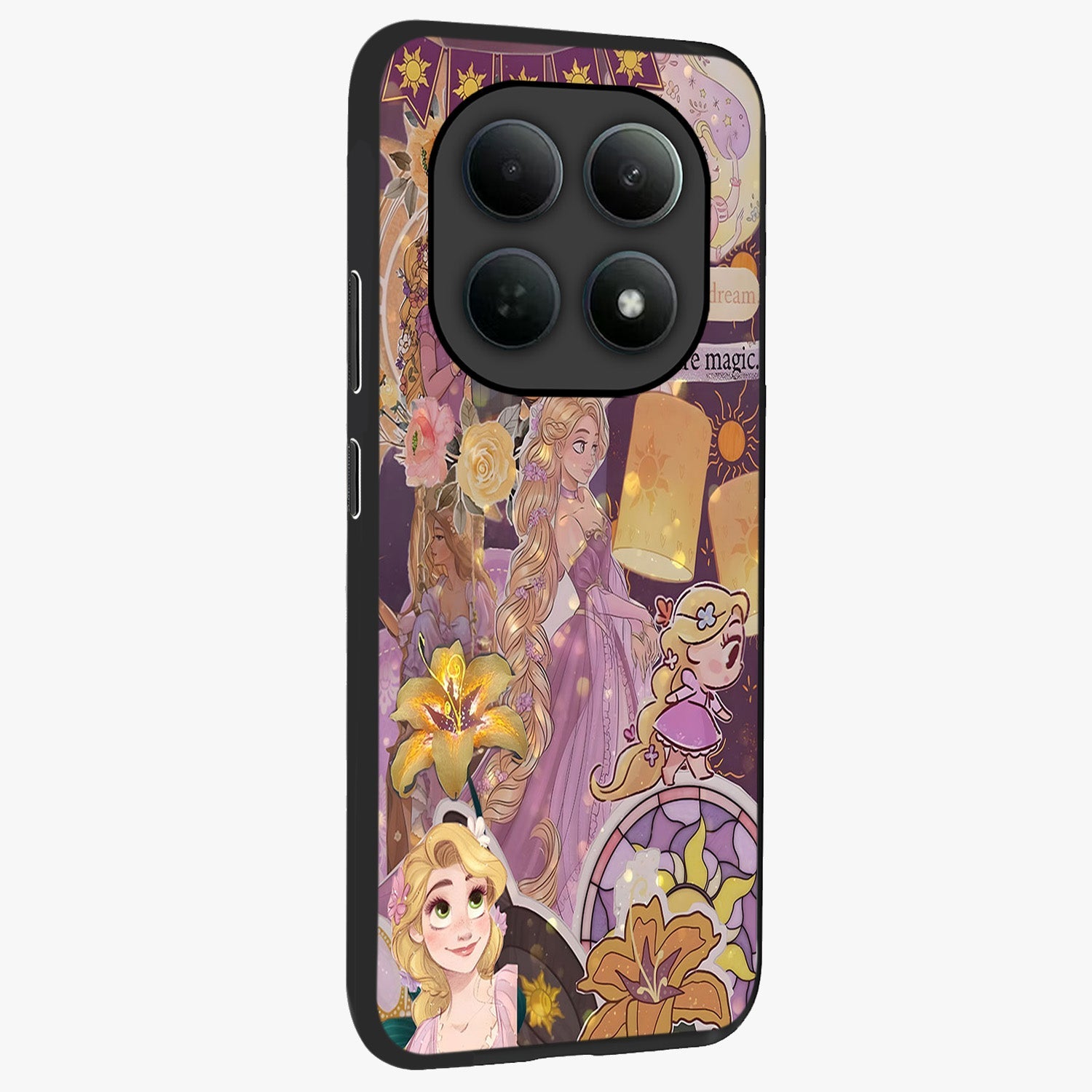 Magical Tangled Dream Glass Case upright view showcasing enchanting artistic artwork with dreamy fantasy theme.