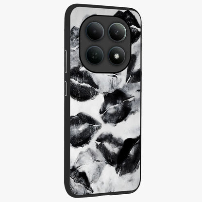 Midnight Kiss Marks Glass Case upright view showcasing stylish kiss mark artwork with trendy romantic theme.