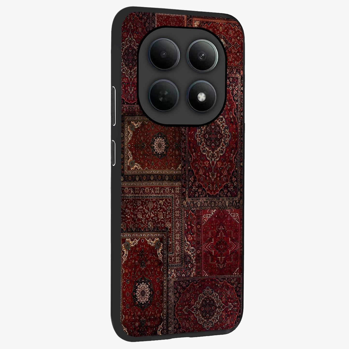 Persian Velvet Tale Glass Case upright view showcasing elegant Persian artwork with classic heritage theme.