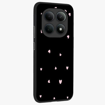 Pink Love Drops Glass Case upright view showcasing charming heart drop artwork with romantic playful theme.