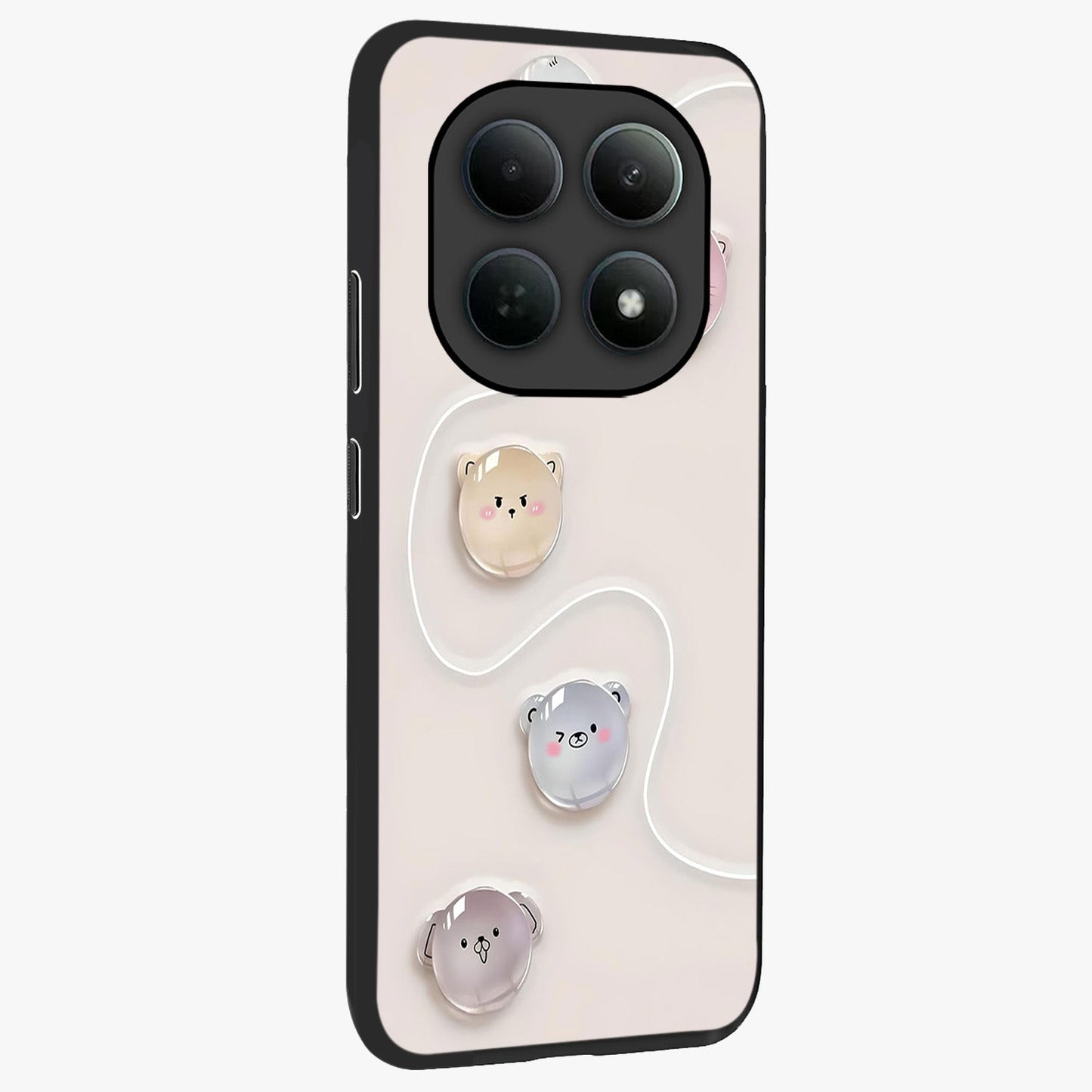 Puffy Face Parade Glass Case upright view showcasing adorable character artwork with cheerful animated theme.