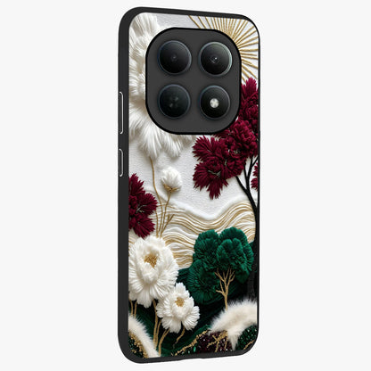 Radiant Bloom Elegance Glass Case upright view showcasing decorative flower artwork with refined botanical theme.