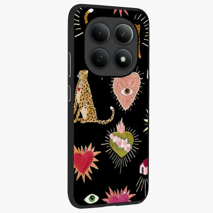 Sacred Jungle Heart Glass Case upright view showcasing vibrant jungle artwork with symbolic heart theme.