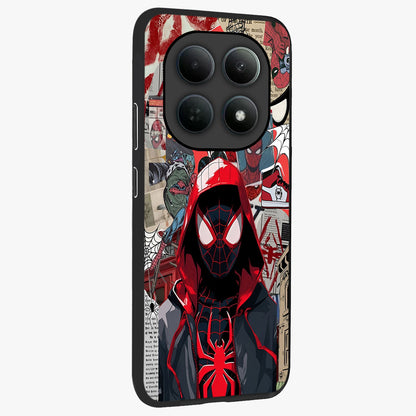Spider Collage Street Glass Case upright view showcasing bold superhero artwork with urban street theme.