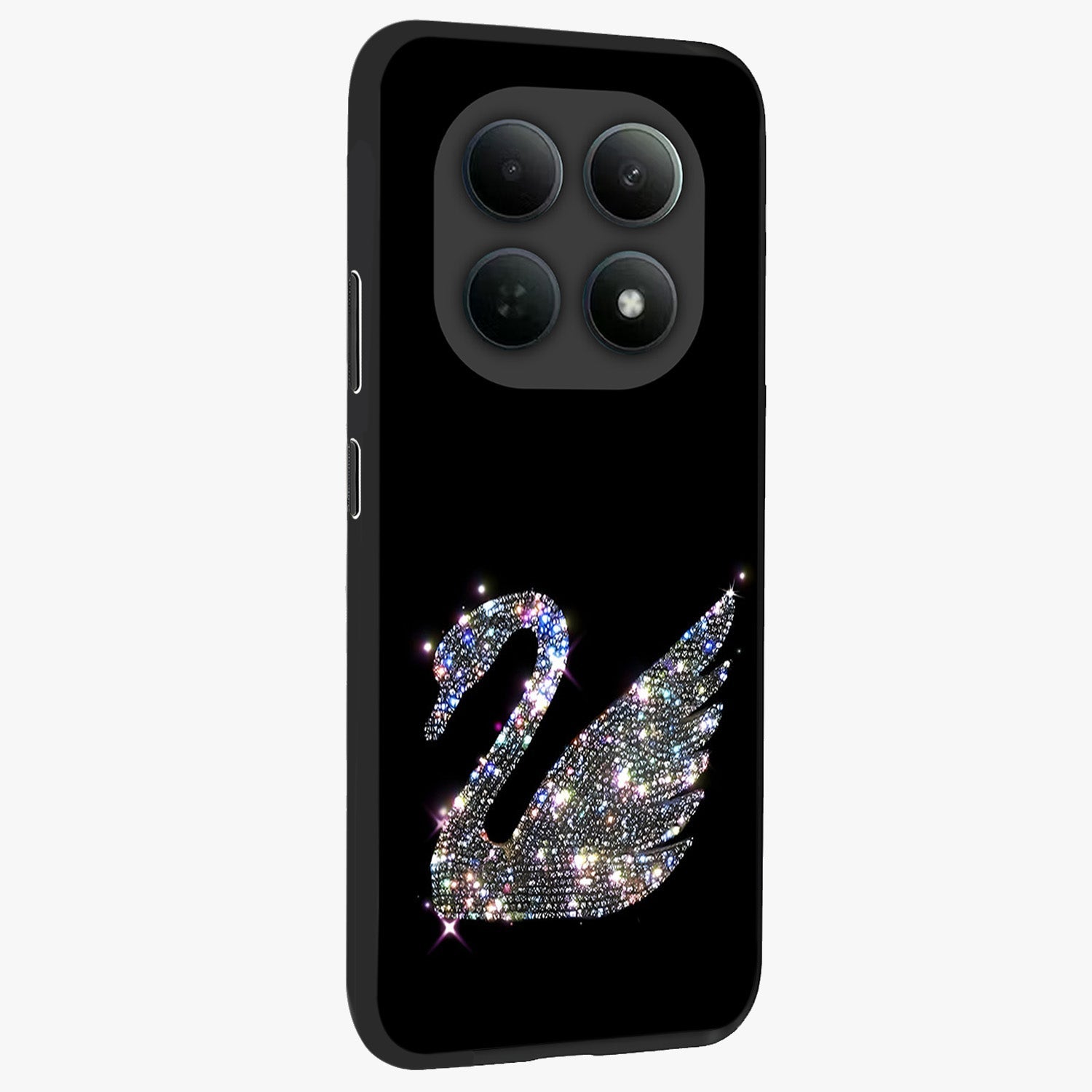 Starlit Swan Grace Glass Case upright view showcasing beautiful swan artwork with peaceful night themed design.