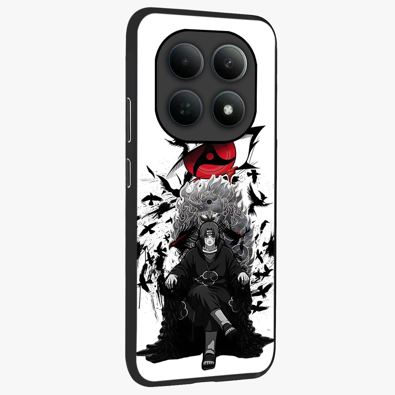Uchiha Shadow Throne Glass Case upright view showcasing magical underwater galaxy artwork with vibrant cosmic theme.